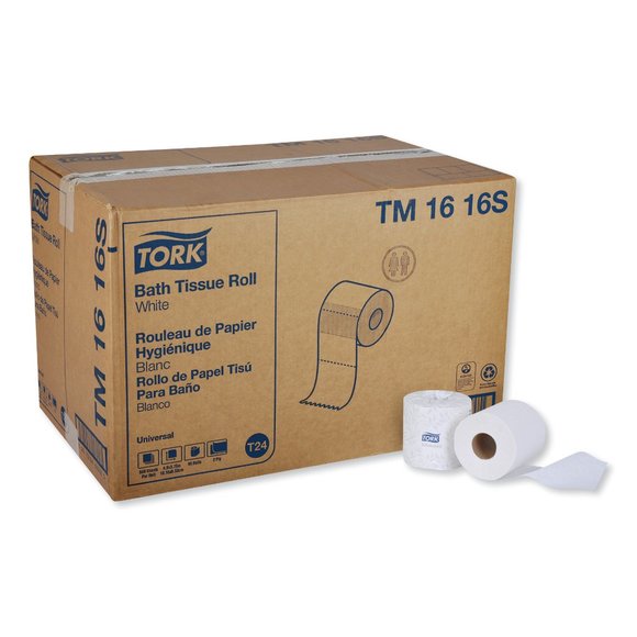 Tork Universal Toilet Paper, Septic Safe, 2-Ply, White, 500 Sheets/Roll, 96 Roll - Picture 1 of 8